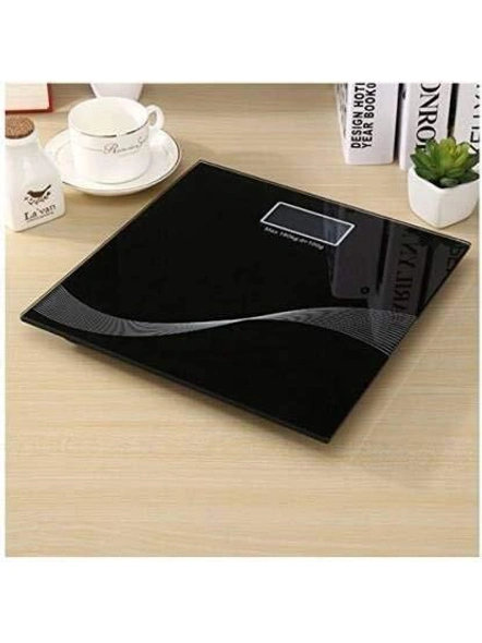 Electronic Thick Tempered Glass LCD Display Digital Personal Bathroom Health Body Weight Weighing Scales For Body Weight, Weight Scale Digital For Human Body (BLACK) G434-5