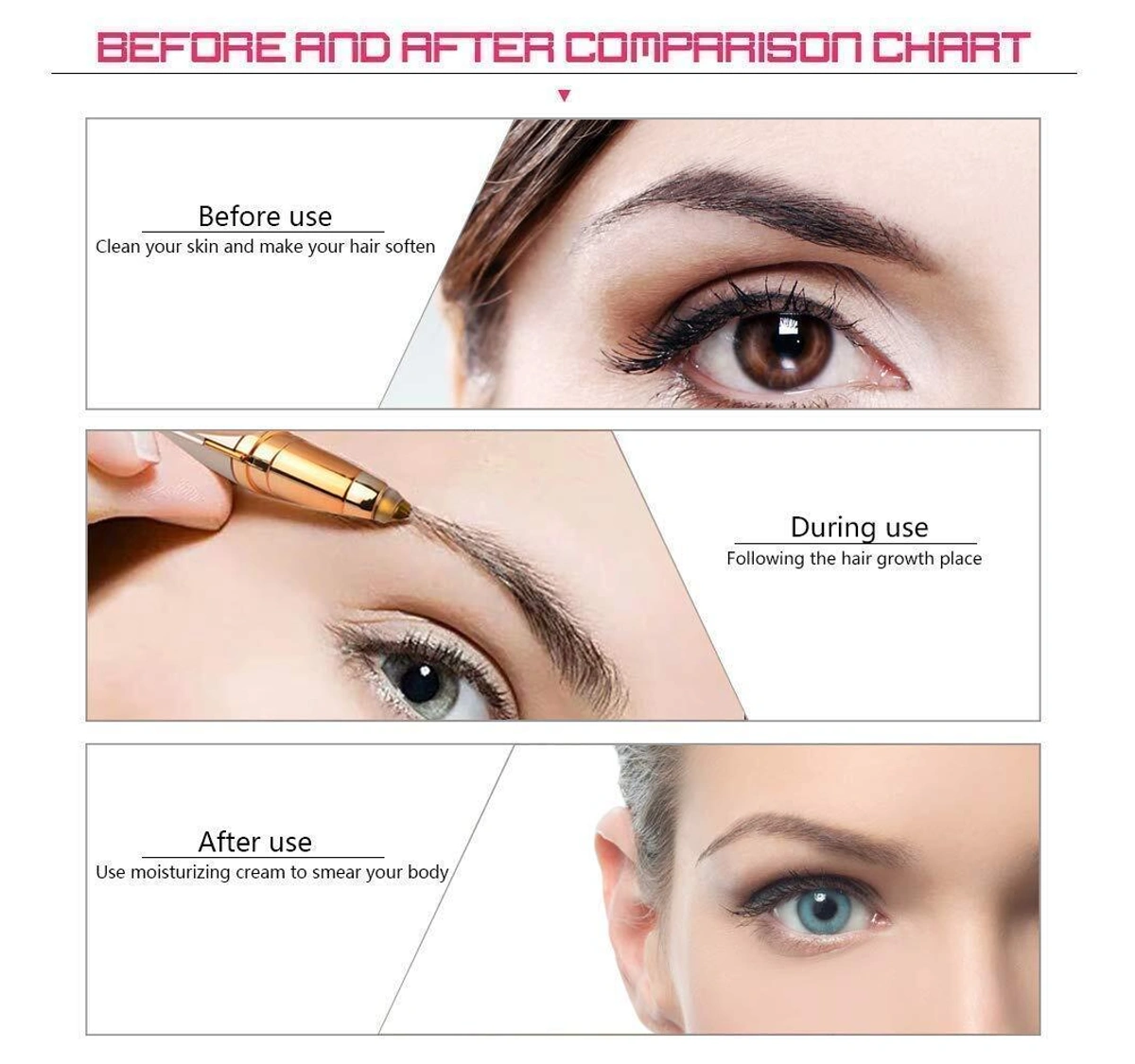 Womens Electric Eyebrow Shaper Facial Hair Remover Brows Trimmer