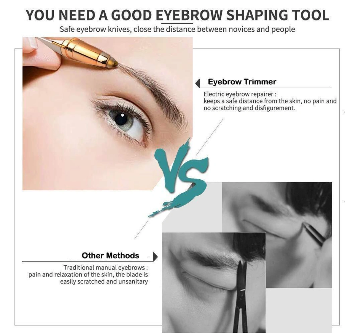 Womens Electric Eyebrow Shaper Facial Hair Remover Brows Trimmer