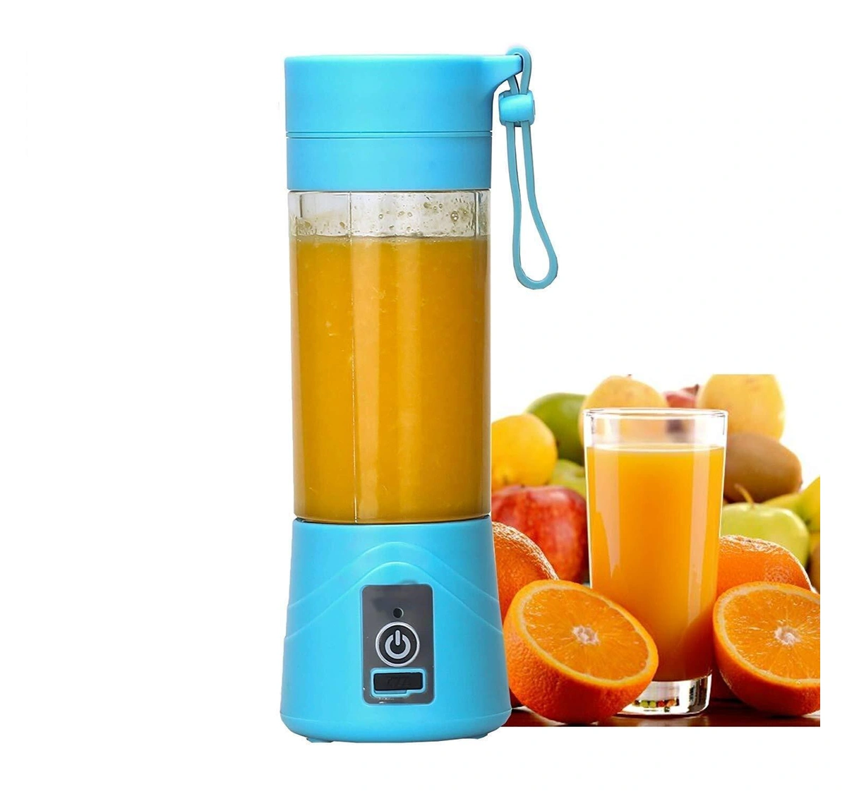 Juice Blender, 380ml Portable Small Juicer Bottle, Personal Blender Bottle,  USB Rechargeable Fruit Mixer Bottle, Light Blue