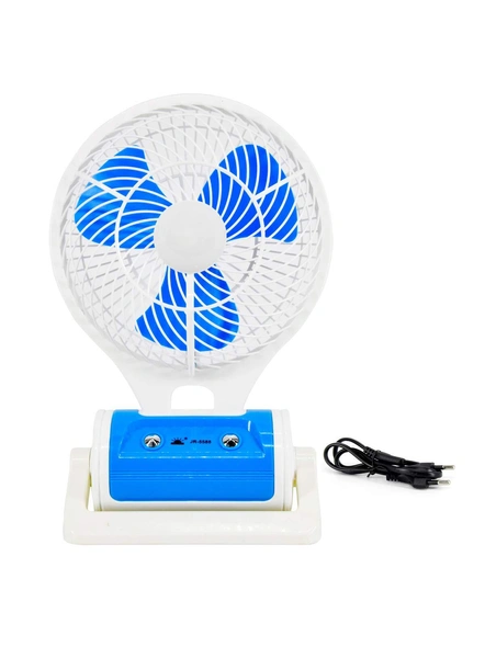 Mini Portable USB Rechargeable 2 Speed Table Tower Desk Fan With In Built LED Light (Colors May Vary) G461-G461