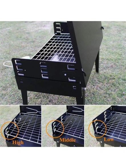 Portable Briefcase Style Folding BBQ Toaster Charcoal Base Barbecue Tandoor Grill Barbecue BBQ Oven Stand Table Top BBQ Grill for Indoor and Outdoor Garden Traveling Picnic Cooking use G467-3
