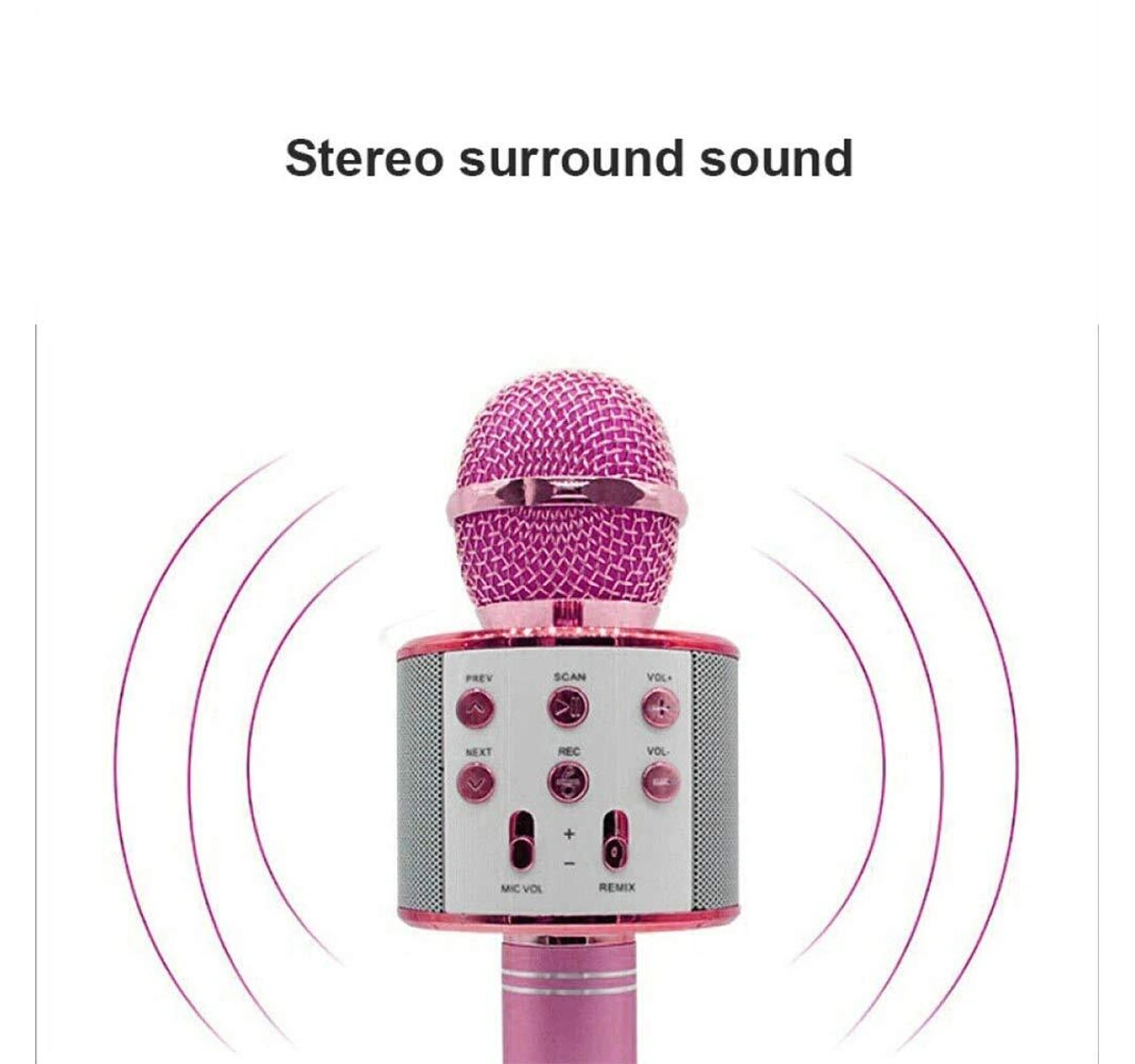 Wireless Bluetooth Karaoke Handheld Microphone with Mic Speaker(Pink)