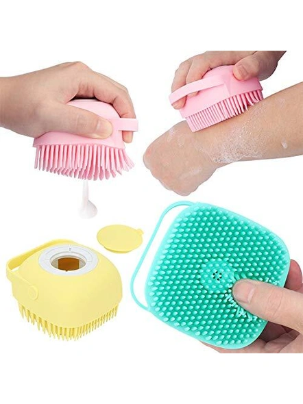 Silicone Hair Scalp Massage &amp; Bathing Brush For Cleaning Body Silicon Wash Scrubber Cleaner Massager For Shampoo Soap Softener Skin Care Brushes For Shower Bathroom Women and Children (Multicolour) G491-1