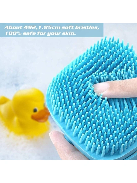 Silicone Hair Scalp Massage &amp; Bathing Brush For Cleaning Body Silicon Wash Scrubber Cleaner Massager For Shampoo Soap Softener Skin Care Brushes For Shower Bathroom Women and Children (Multicolour) G491-3