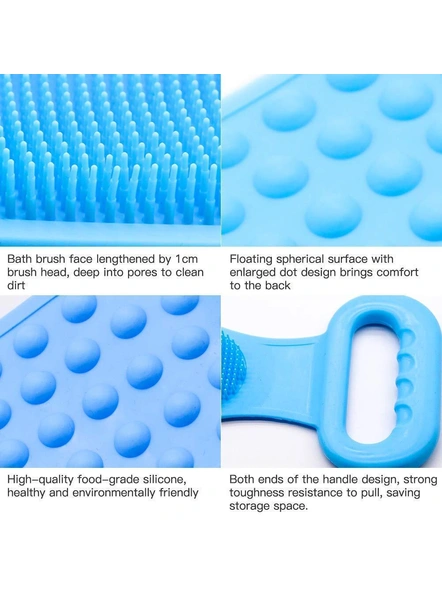 [2 Pcs Combo] Silicone Body Back Scrubber, Double Side Bathing Brush For Skin Deep Cleaning Massage, Dead Skin Removal Exfoliating Belt For Shower, Easy To Clean,body Brush For Bathing G492-1