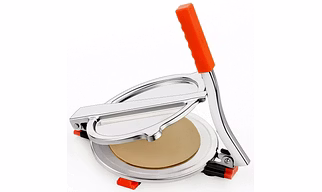 Stainless Steel Roti Maker Press Machine with PRE Fitted Handle Manual Stainless Steel Puri Press, 7.5 inch Dia. Papad Maker G154