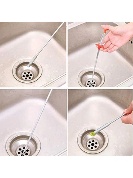 (24 Inch, 60.9 Cm) Hair Catching Sink Overflow Drain Cleaning Drain Clog Water Pipe Sink Cleaner Snake Unblocked Kitchen Bath Rod Hair Remover (Random Color) G195-2