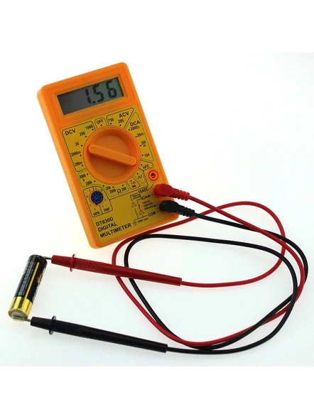 Digital Multimeter, Multitester, AC/DC Volt Test, Voltmeter, Test Probes, Diode And Transistor Tester, Volt/OHM Meter (VOM) Overload Protection Yellow G516-3