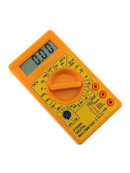 Digital Multimeter, Multitester, AC/DC Volt Test, Voltmeter, Test Probes, Diode And Transistor Tester, Volt/OHM Meter (VOM) Overload Protection Yellow G516-4