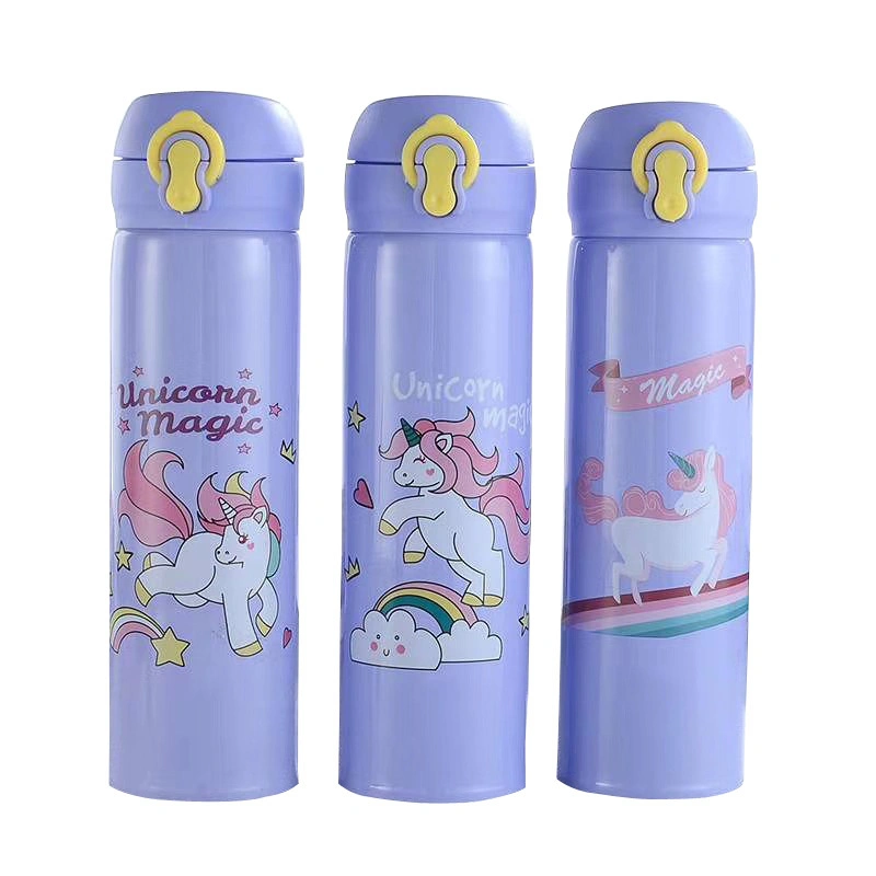500ml Kids Cute Unicorn Water Bottle Sport Plastic Shaker Portable Bottle  Milk Carton Novelty