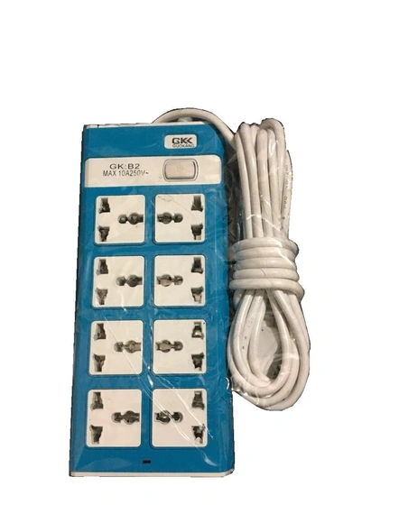 Plastic 8-Socket Surge Protector (Multicolor - Pack Of 1 ) G529-G529