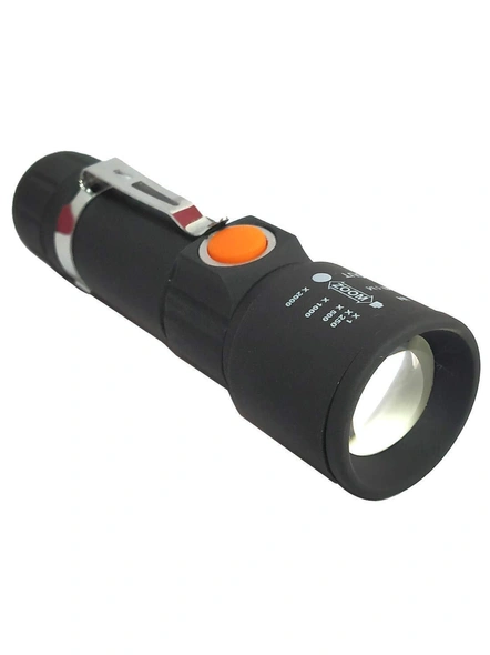 Emergency Light Led Torch Zoomable 3 Mode USB Charging Led Rechargeable Pocket Flash Light Aluminium Black (1 Pcs) G541-G541