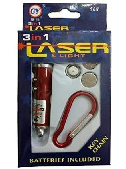 3 in 1 Pocket RED Laser Pointer Plus Torch Laser Pointer Torch with Emergency Hazard led Light and Hook LED Torch and UV Light (Color May Vary) G547-1