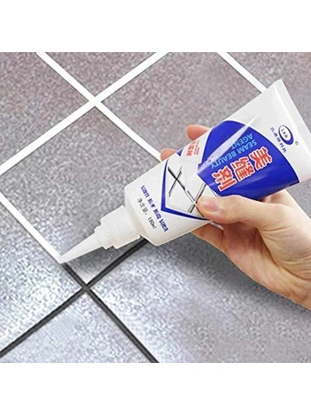 DIY Tiles Gap Filler Agent, Waterproof Grout Sealant Agent For Kitchen, Bathroom, Balcony, Terrace (White Color - 180ml) G146-7