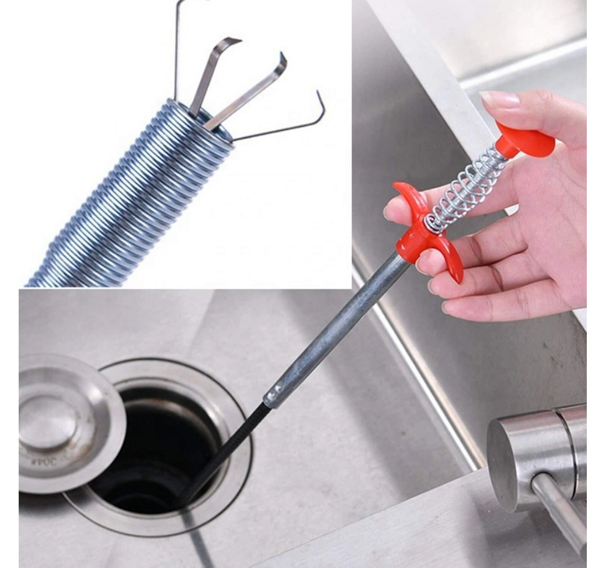 Drain Pipe Cleaning Spring Stick, Hair Catching Drain Pipe