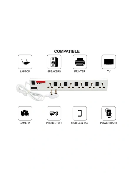 Surge Protector Spike Board with 3 m Cord Extension Boards with 6 Sockets Spike Buster for Home &amp; Offices G575-4