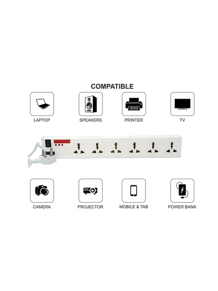 Surge Protector Spike Board with 3 m Cord Extension Boards with 6 Sockets Spike Buster for Home, Offices G578-1