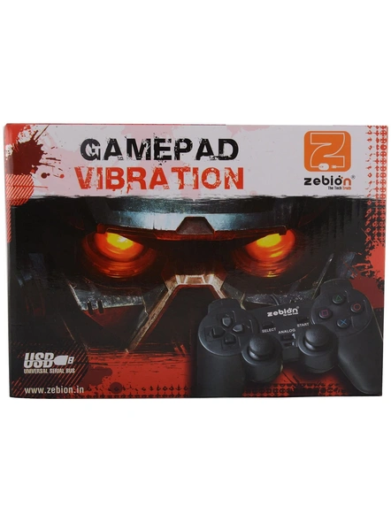 Zebion Gamepad || Gamepad Vibration Joystick || Material: Plastic, Size: 140 mm X 190 mm X 68 mm, Box Contents: Gamepad and Driver CD (Black) G599-1