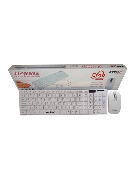 Zebion Ergo Slimfit G1600 Wireless Keyboard Mouse Combo (White) G604-3