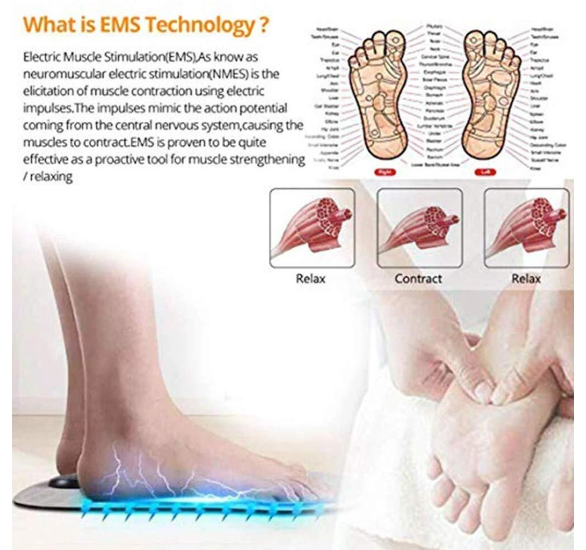 Foot Massager EMS Body Massager Pain Relief Wireless Electrical Muscle  Stimulation Massager