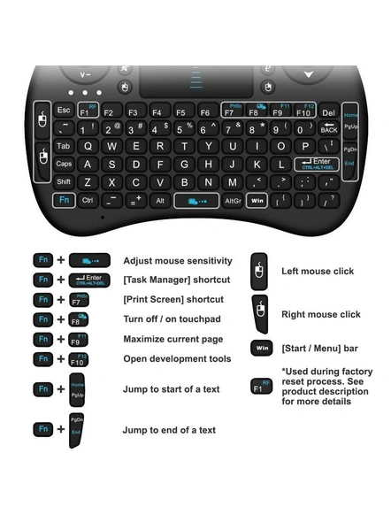 Small Wireless Bluetooth Keyboard with Smooth Touchpad Function Handheld Keyboard for Gaming &amp; Official Use Compatible with All Devices (Multi Color) G626-6