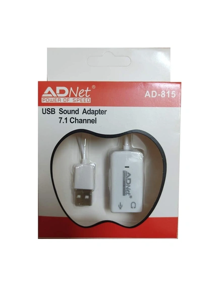 Adnet 7.1 Channel USB External Sound Card Audio Adapter with mic and 3.5mm Microphone Earphone Socket 2.0 Speaker Virtual 3D Support (White) G629-G629