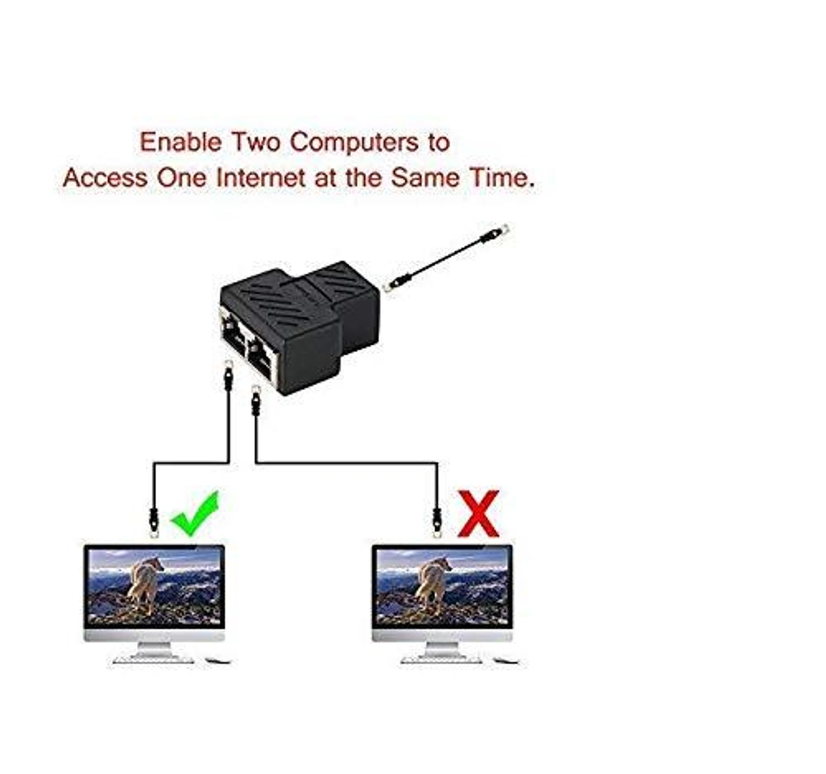 RJ45 Ethernet Splitter Cable, RJ45 1 to 2 LAN Network Adapter Ethernet  Splitter Cable Male to Female Fit for Cat5, Cat5e, Cat6, Cat7 LAN Ethernet