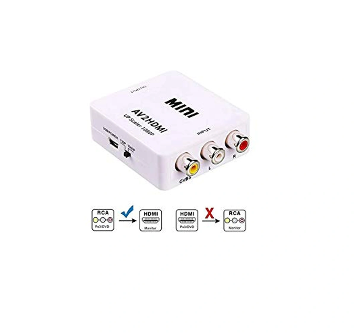 WENTER RCA to HDMI Converter, 1080P AV to HDMI Converter, Mini Composite  CVBS Audio Video Adapter Supports PAL/NTSC for