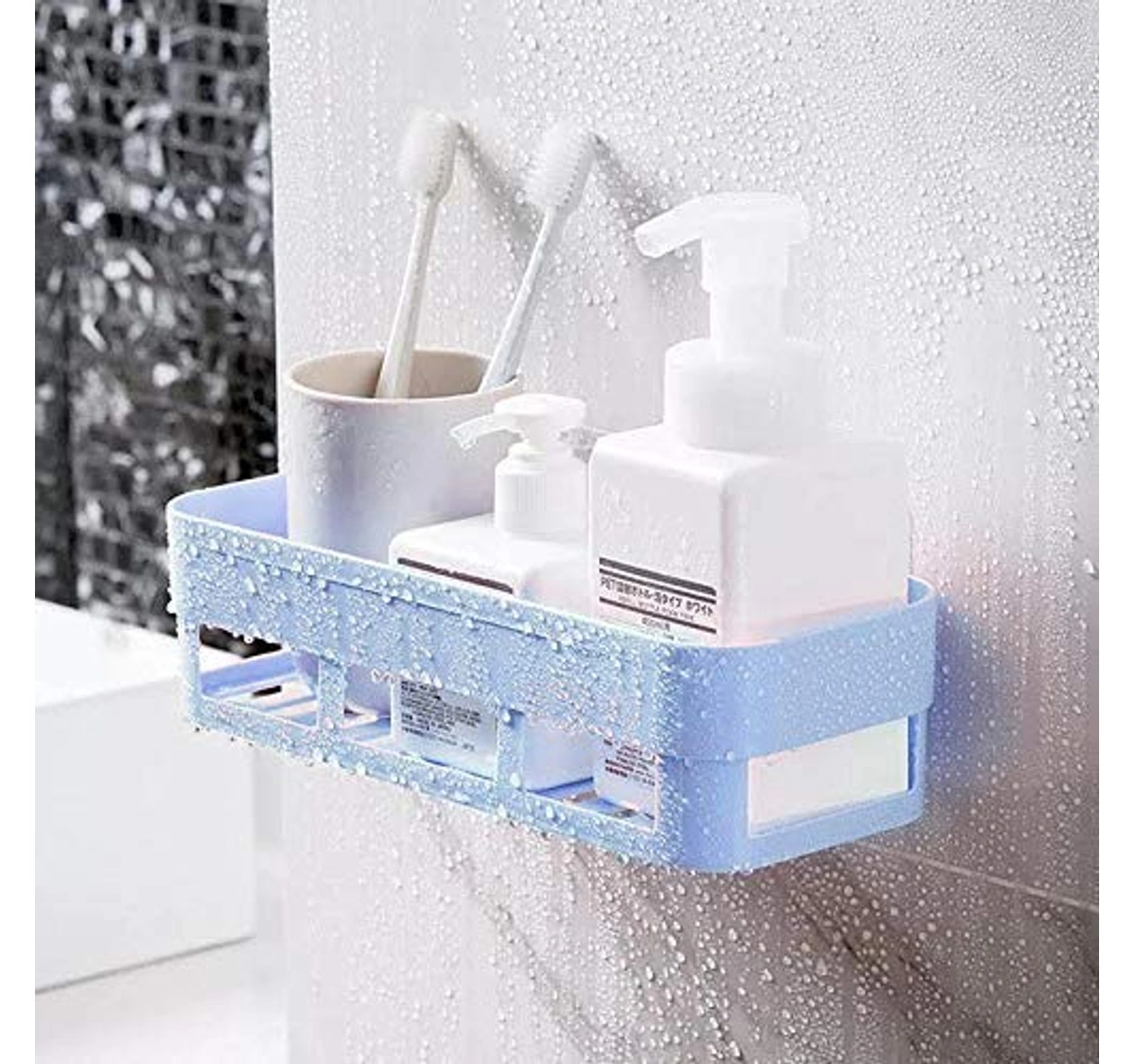 Magic Sticker Series Self Adhesive Wall Mounted Bathroom Storage Organizer  Shelf