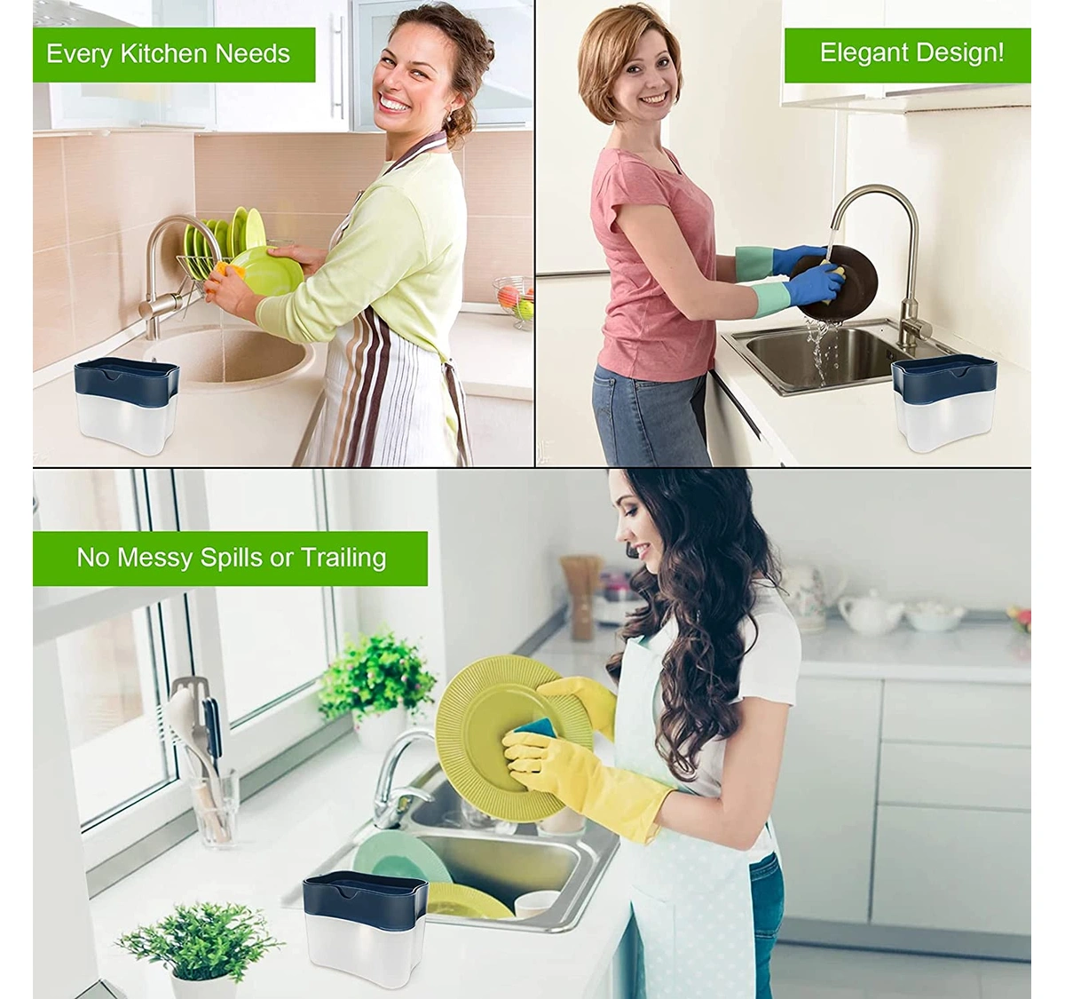 Dishwashing liquid dispenser sponge container, CATEGORIES \ Kitchen \ Dish  soap dispensers