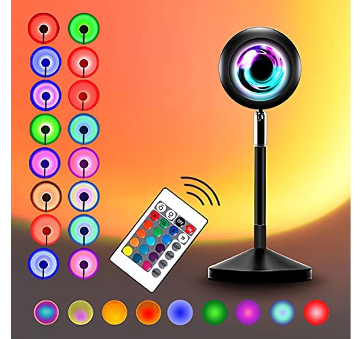 16 Colors Sunset Lamp Projector 360 Degree Rotation Color Changing