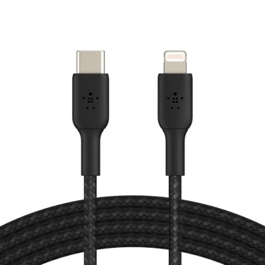 BEL BRAIDED LIGHTNING TO USB-A CABLE 1M BLK-CAA002bt1MBK