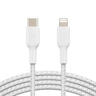 BEL BRAIDED USB-C TO LIGHTNING CABLE 1M WHT-CAA004bt1MWH