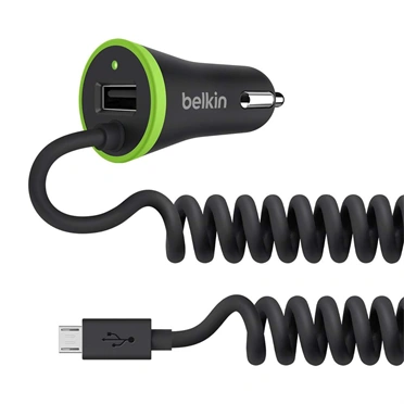 BEL DUAL USB CAR CHRGR W/MICRO USB-F8M890bt04-BLK