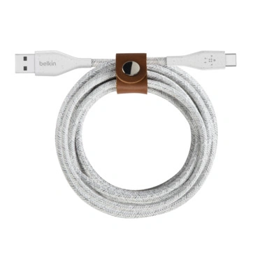 DURATEK PLUS USB-A to USB-C CABLE, STRAP, 4', WHT-F2CU069bt04-WHT