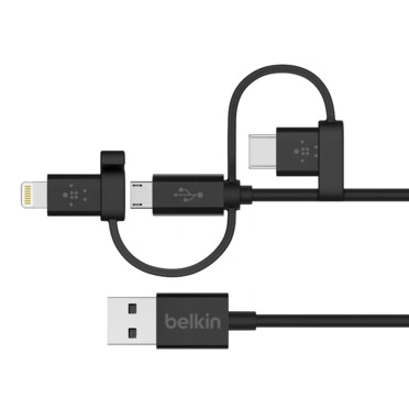 USB-A TO MICRO USB/LTG/USB-C,4,CHRG/SYNC CABLE-F8J050bt04-BLK