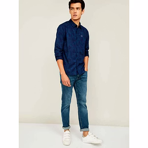Versatile Wardrobe Staple: Men's Short Sleeve Blue Cotton Shirt