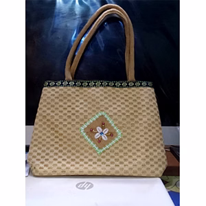 Jute Bag With Crochet Cover, Designed Tape