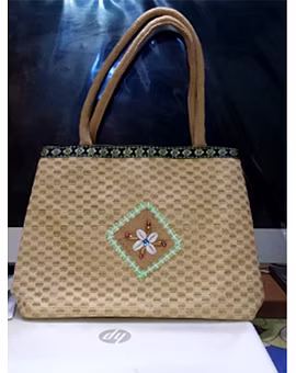 Jute Bag With Crochet Cover, Designed Tape