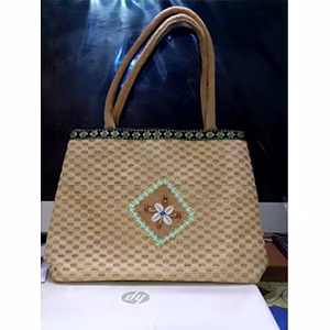Jute Bag With Crochet Cover, Designed Tape