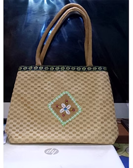 Jute Bag With Crochet Cover, Designed Tape