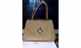 Jute Bag With Crochet Cover, Designed Tape