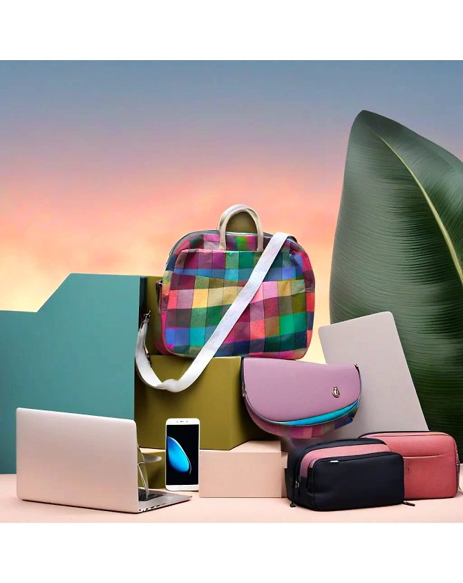 &quot;Vibrant Multicolored Jute Cotton Laptop Bag: Stylish and Sustainable!&quot;-MJC-165145-5-LB