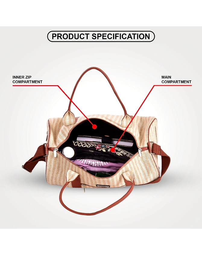 Merchentus India EcoChic Beige JuteLeather Duffle Bag-2