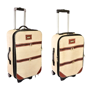 Oxford Jute Trolley Bags by Merchentus India - Combo Set of 24" & 20" - Eco-Friendly Travel Luggage with Zipper Pockets