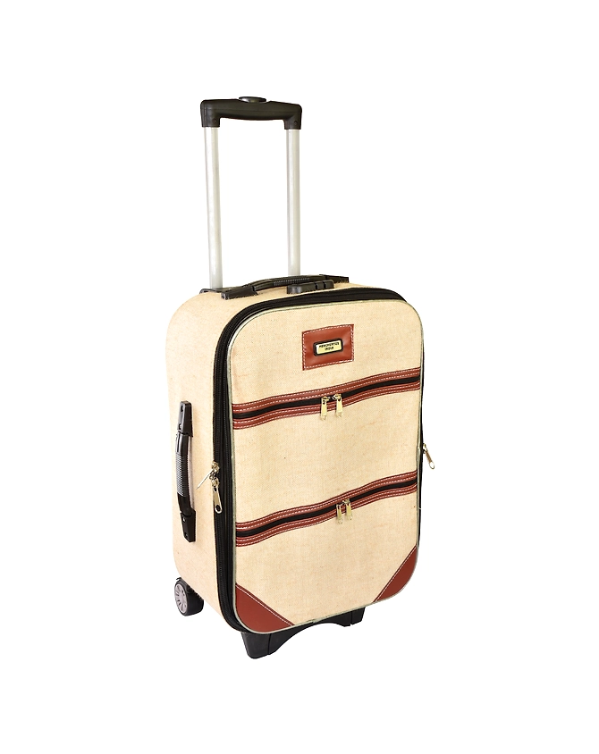 Oxford Jute Trolley Bags by Merchentus India - Combo Set of 24&quot; &amp; 20&quot; - Eco-Friendly Travel Luggage with Zipper Pockets-1