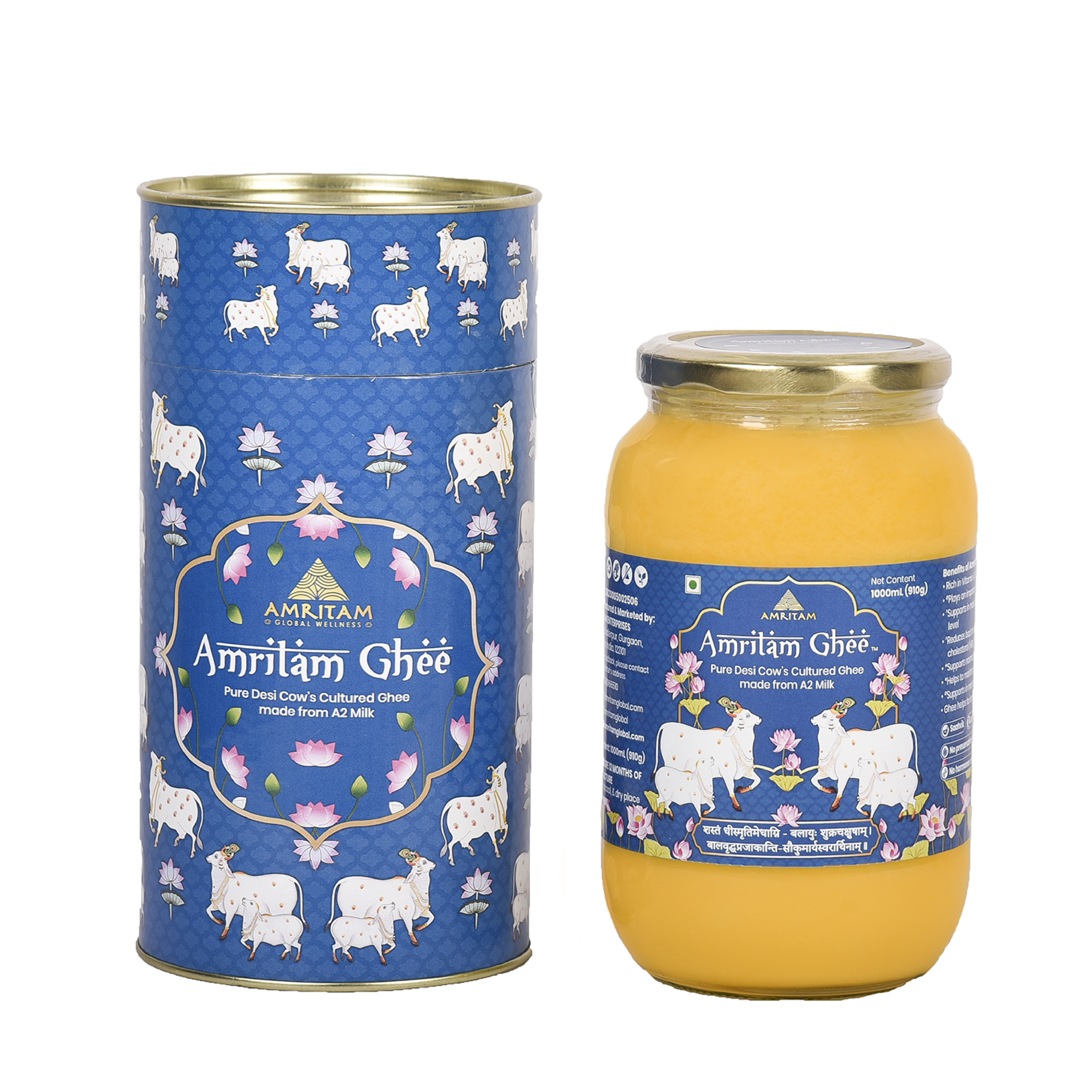 Amritam A2 Desi Cows Ghee 1 litre - OUT OF STOCK-AM-1000-1_Blue