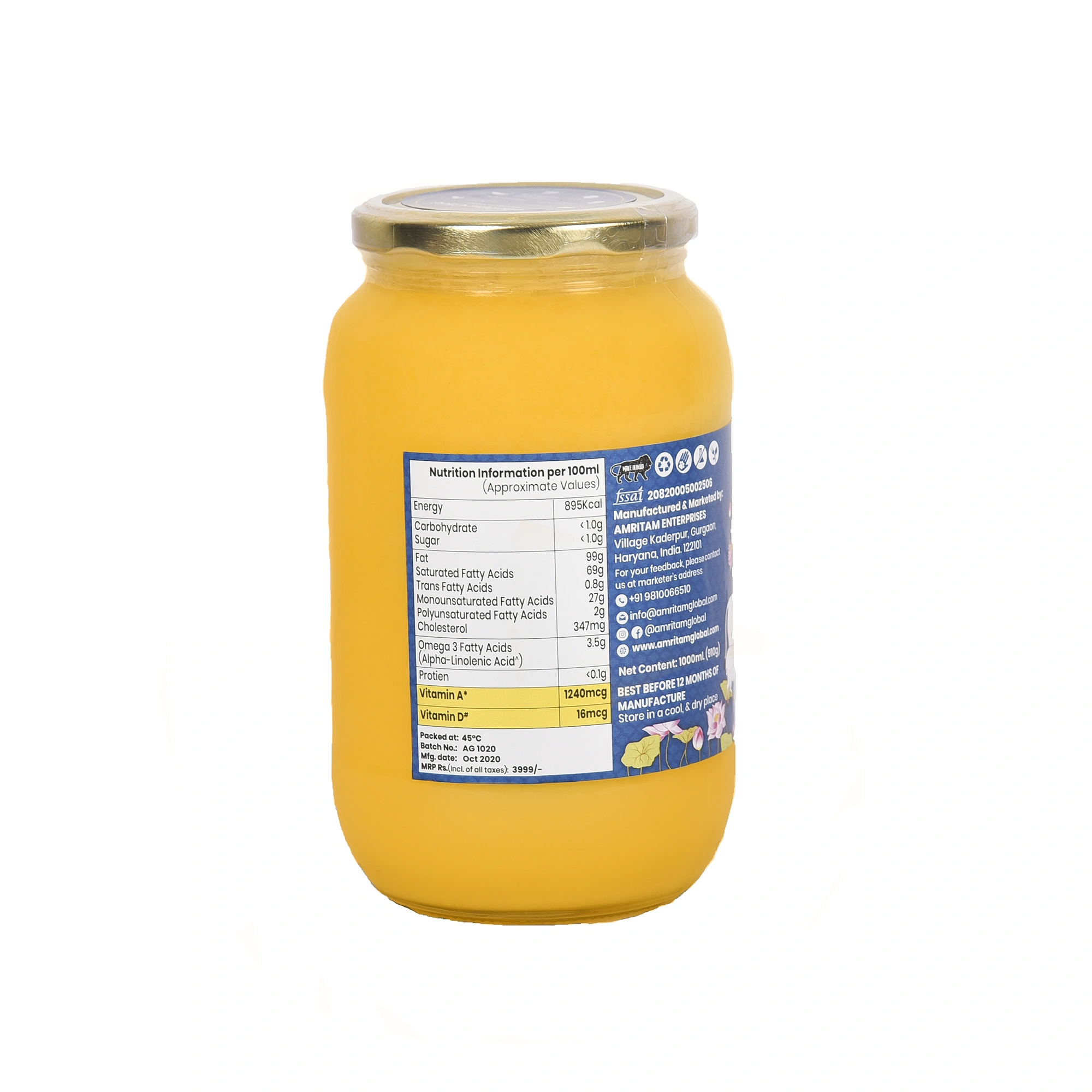 Amritam A2 Desi Cows Ghee 1 litre - OUT OF STOCK-Blue-2