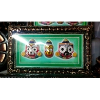 Lord Jagannath (with Balram and Subhadra) - wall hanging, wall décor item with nice frame